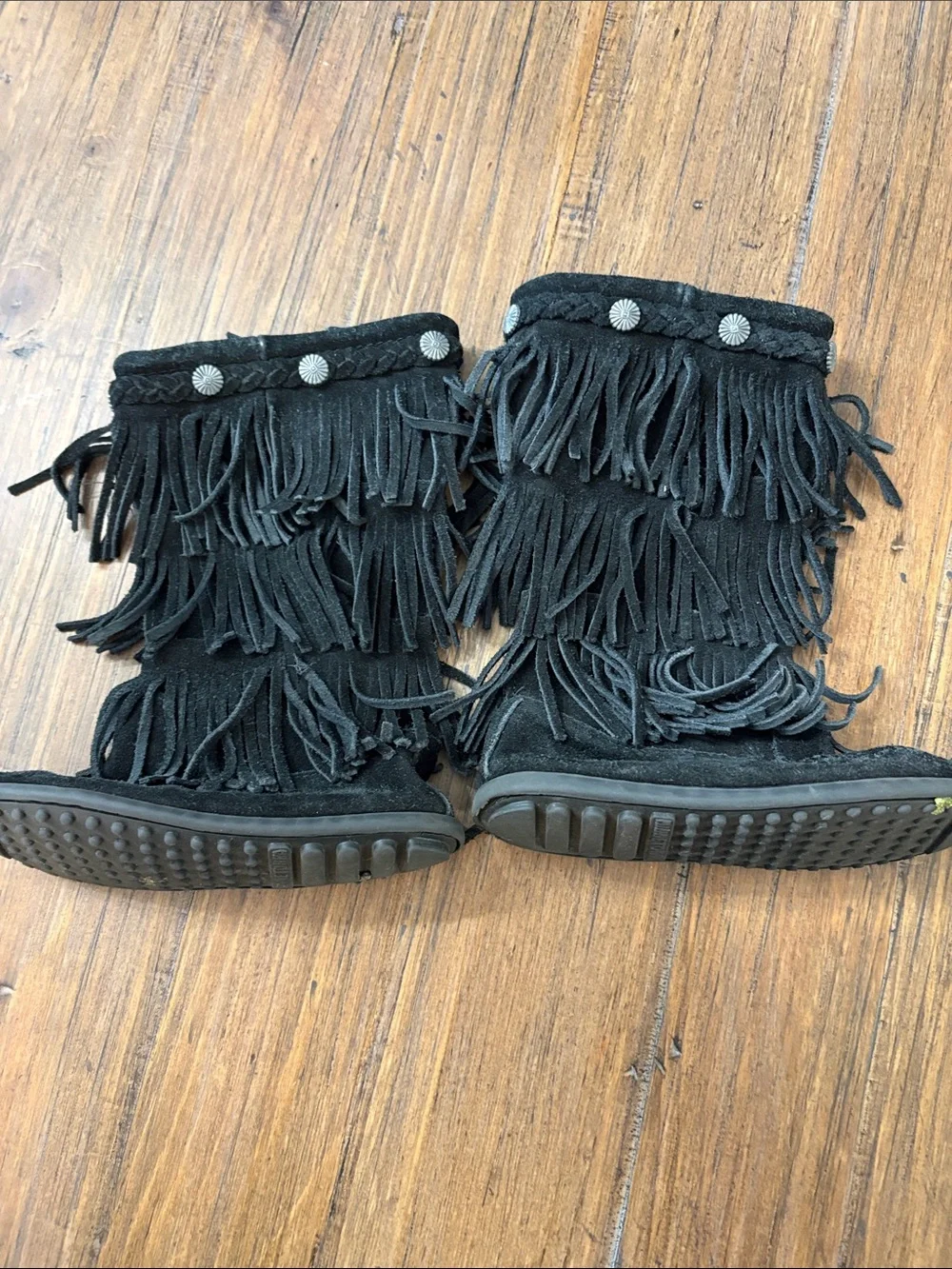 Minnetonka black suede